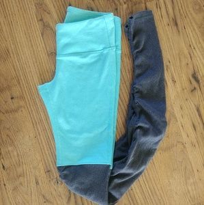 ALO Yoga Goddess Leggings Light Blue and Grey